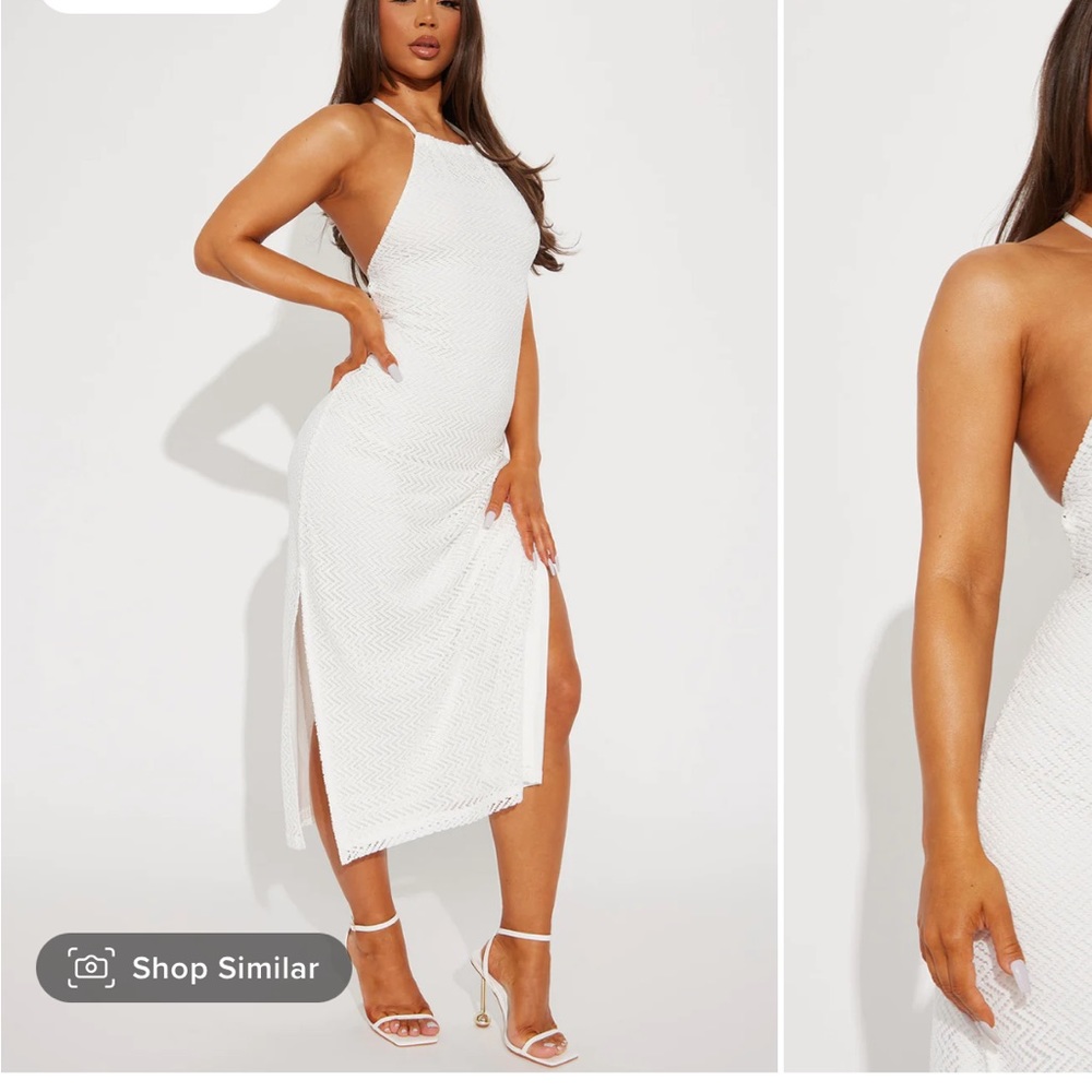 White midi dress